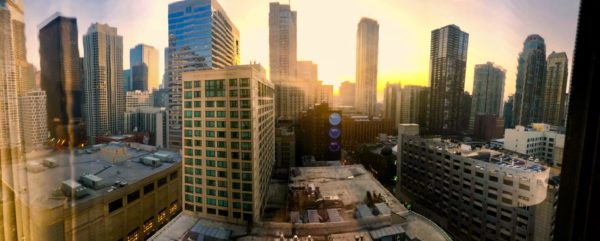 Chicago Skyline At Sunset